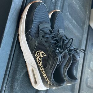 Nike Black Sneakers with Leopard Swoosh